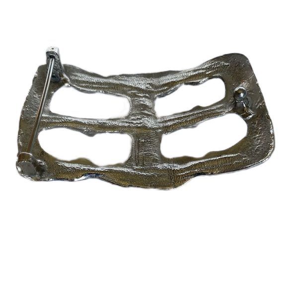 Belt Buckle Silver Tone Metal Cut-out Design Biker Gothic Rockstar Heavy Metal - Picture 5 of 6